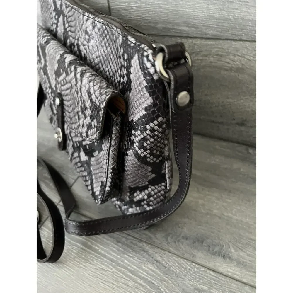 Patricia Nash Leather Kenilworth Crossbody Smoke Python Bag A551744